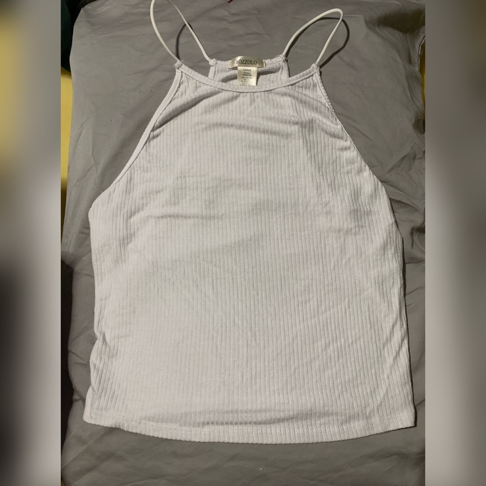 White Cropped Halter Tank Top size L